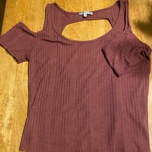 Pink open shoulder top